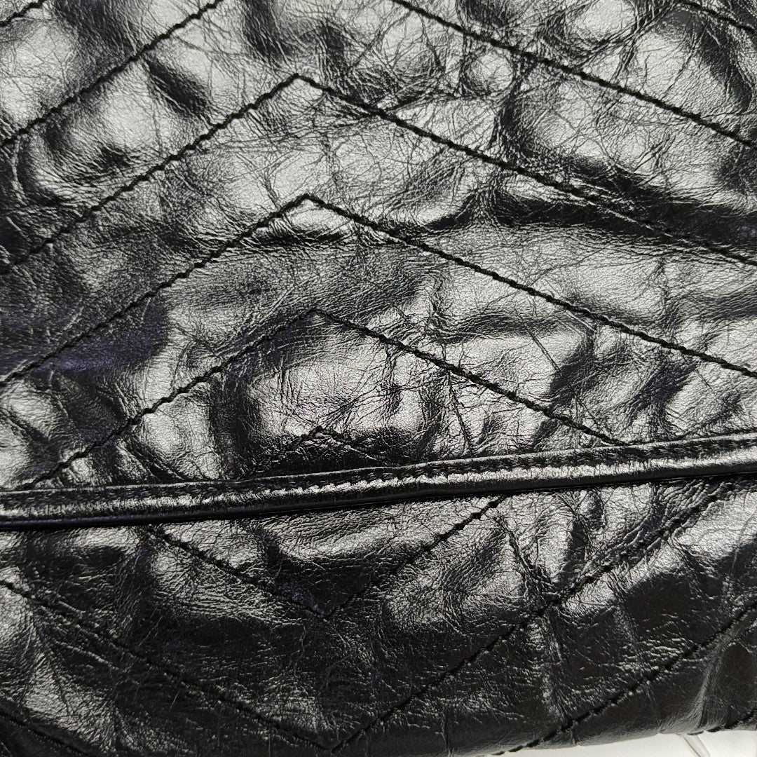 NIKI Medium Chevron Calfskin Black