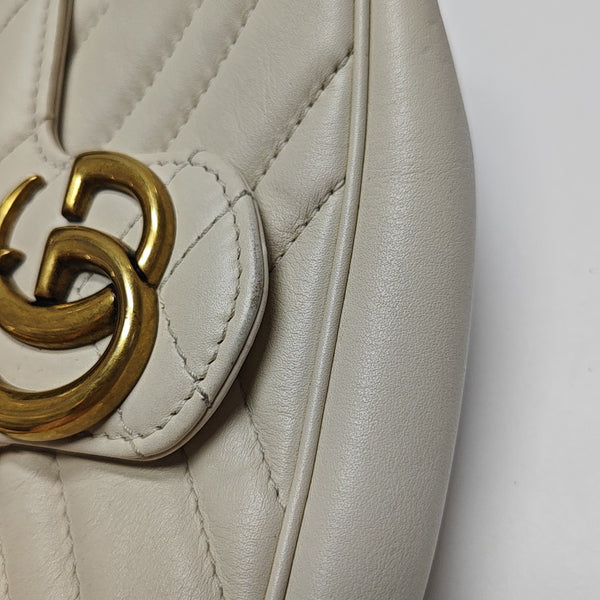 GG Marmont Mini Quilted Calfskin White