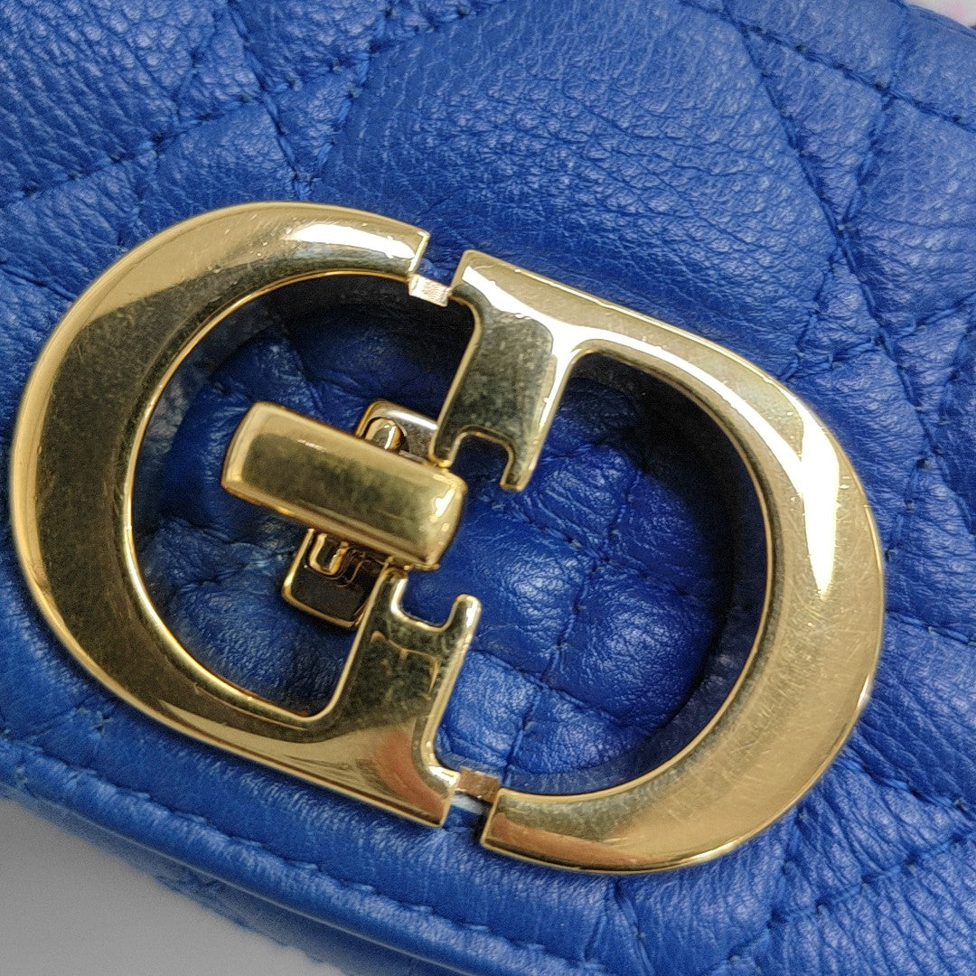 Dior Caro Super Mini Cannage Calfskin Blue