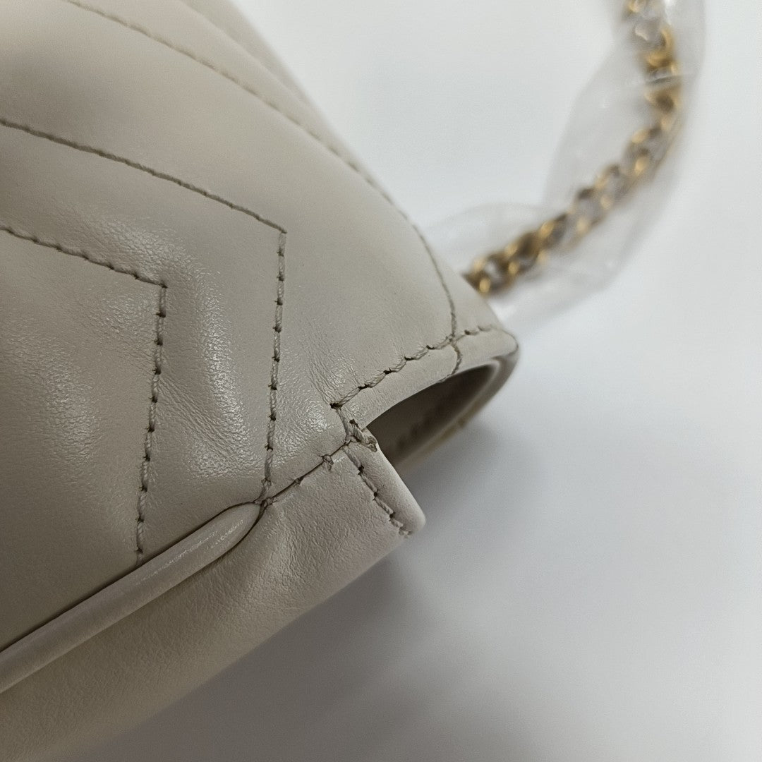 GG Marmont Mini Quilted Calfskin White