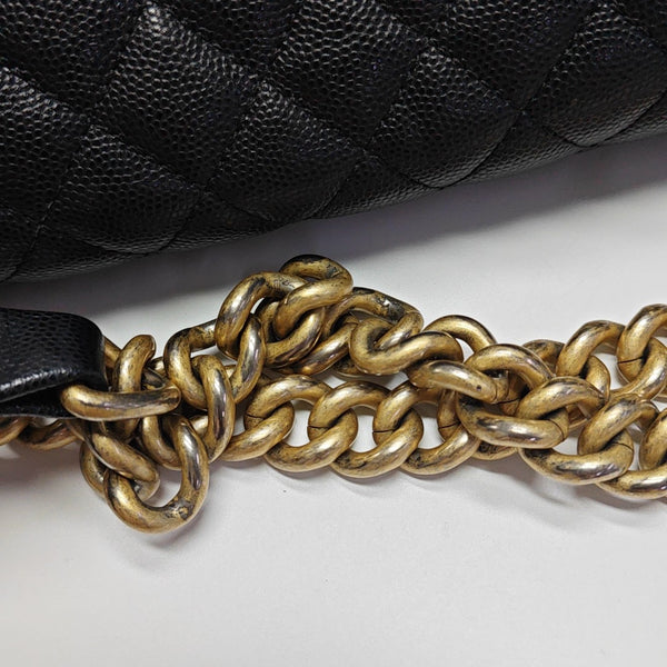 BOY CHANEL Medium Quilted Grained Calfskin Black
