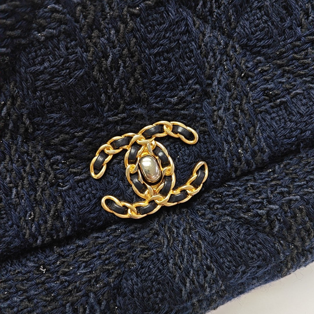 CHANEL 19 Small Quilted Fabric Blue