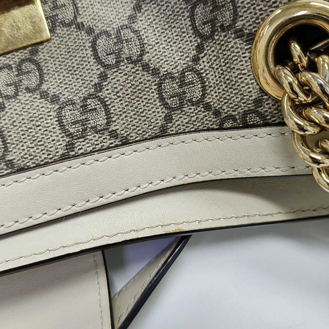 Padlock Medium Monogram Coated Canvas Beige