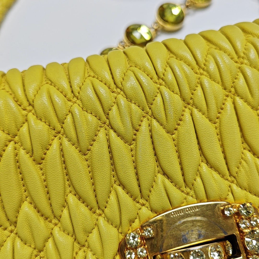 Crystal Quilted Lambskin Yellow