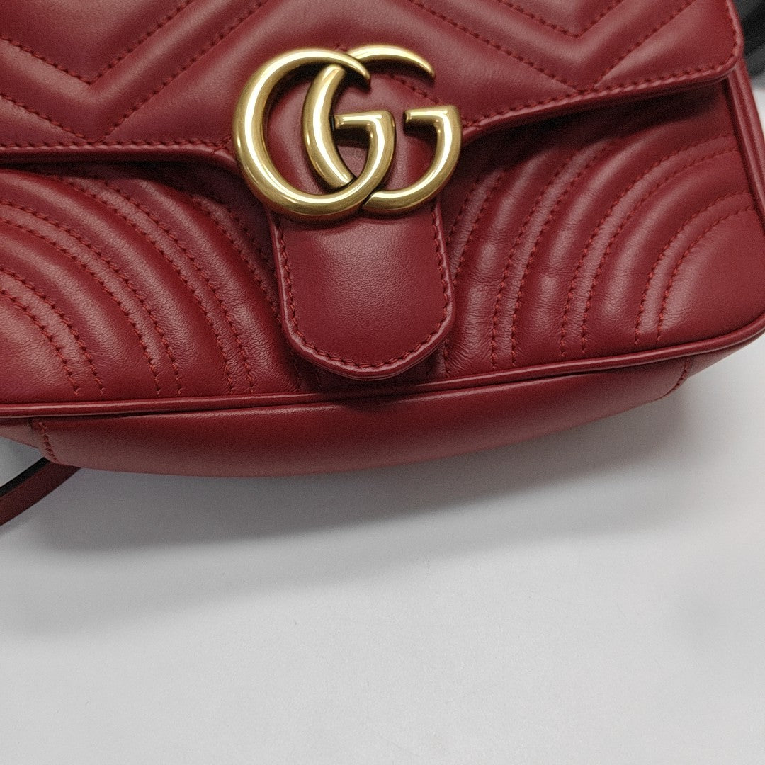 GG Marmont Small Quilted Calfskin Red