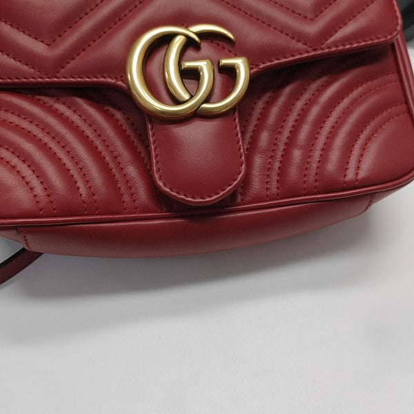 GG Marmont Small Quilted Calfskin Red