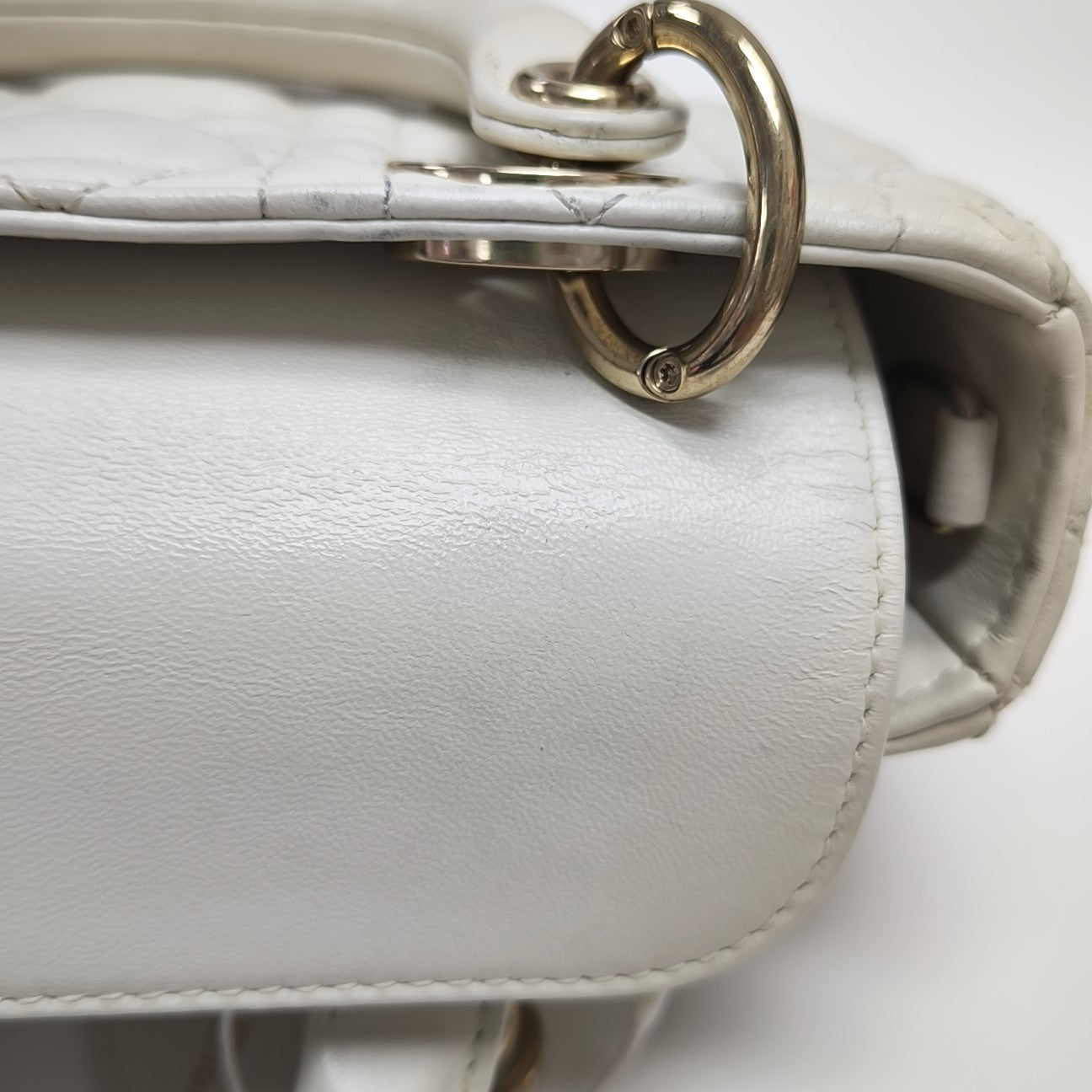 Lady D-Joy Super Mini Cannage Lambskin White