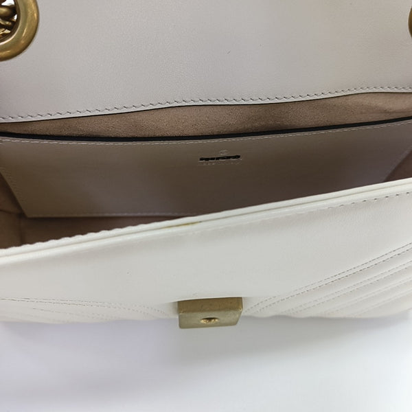 GG Marmont Small Quilted Calfskin White
