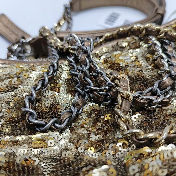 Authenticated pre-owned  GABRIELLE Small Sequins Brown - Shoulder Bag at Looply