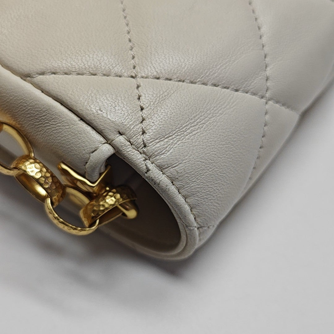 Quilted Calfskin Shoulder Bag White