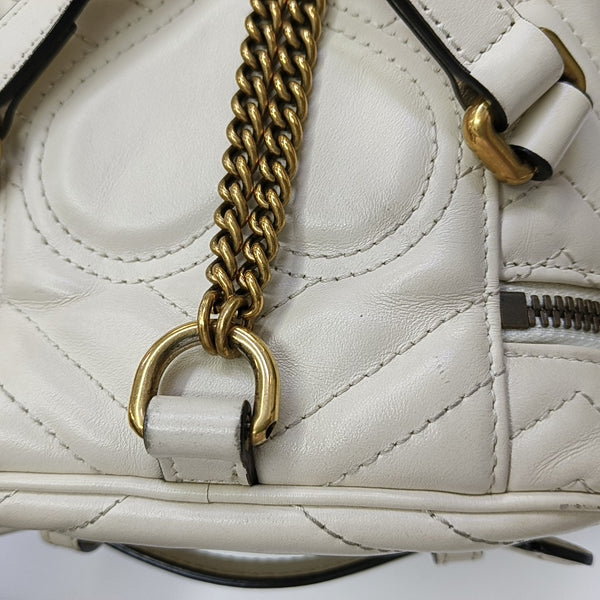 GG Marmont Mini Quilted Calfskin White