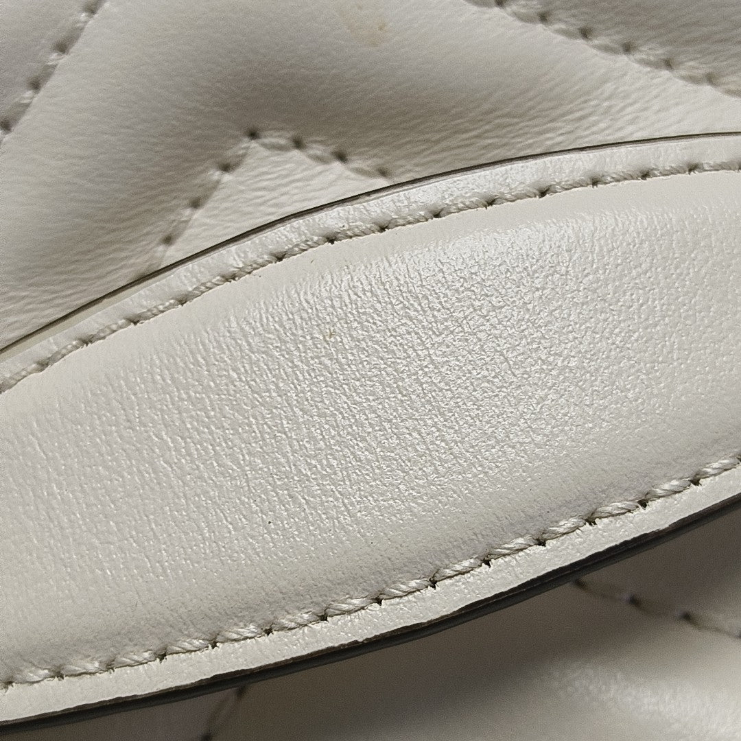 GG Marmont Mini Quilted Calfskin White