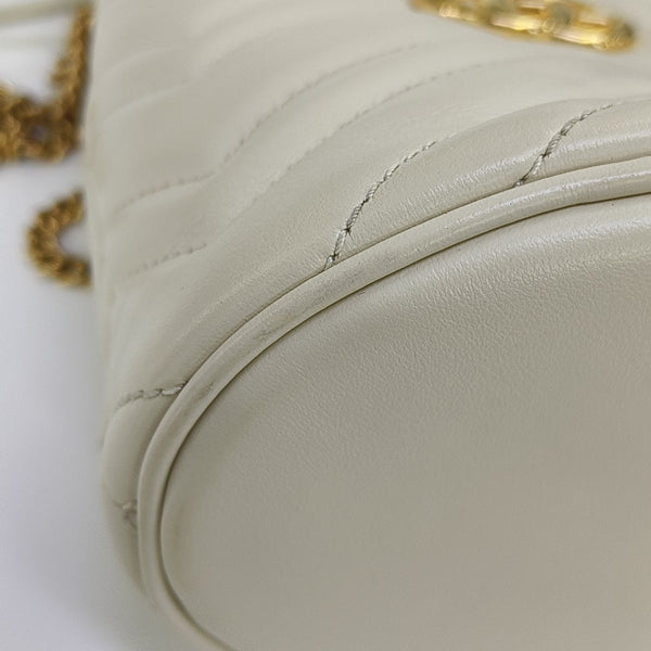GG Marmont Mini Quilted Calfskin White