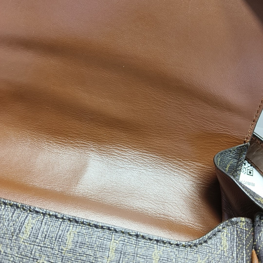 Coated Canvas Crossbody Bag Brown