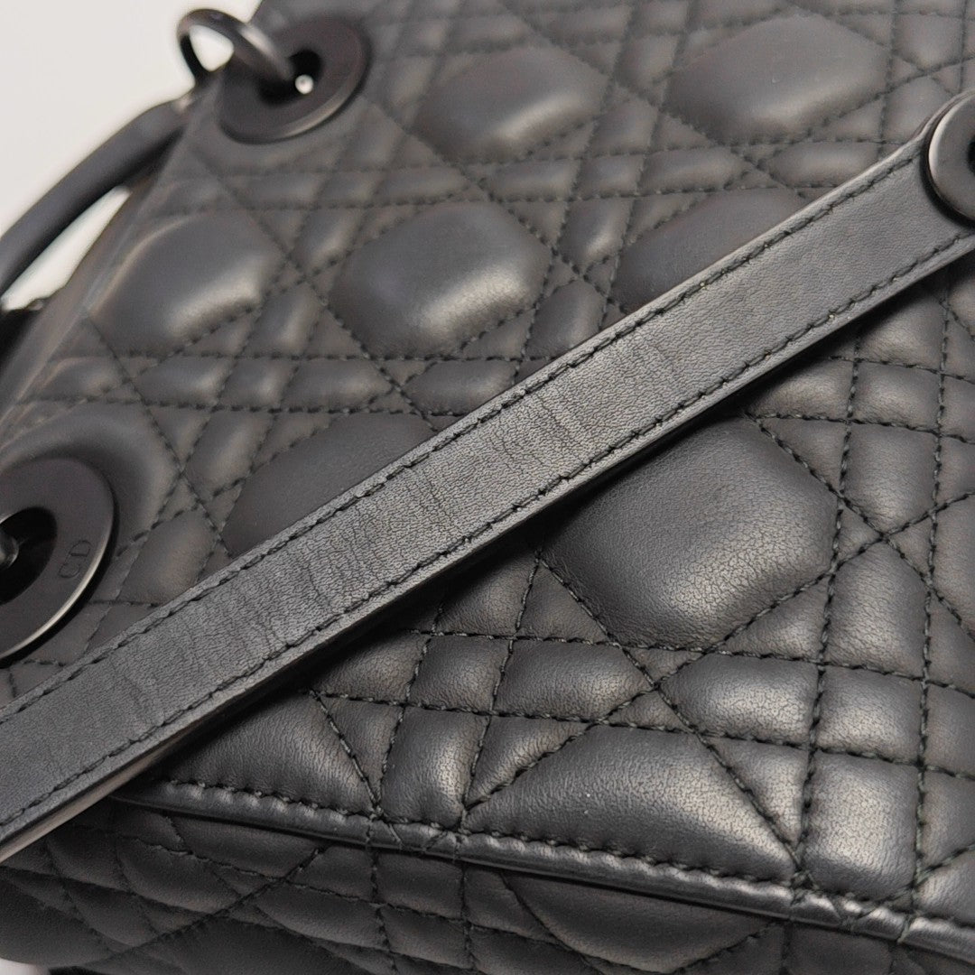 Lady Dior Mini Cannage Calfskin Black