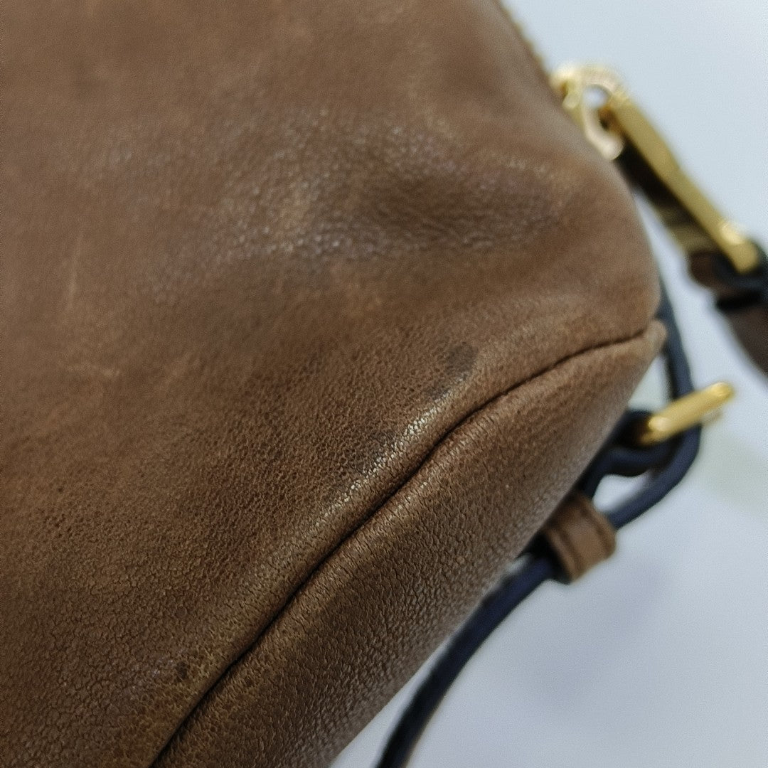 Lambskin Top Handle Bag Brown