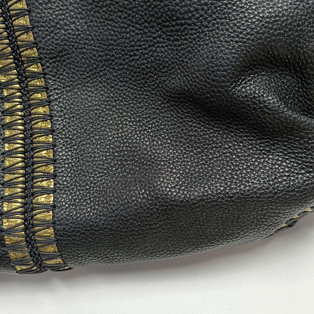 Calfskin Top Handle Bag Black