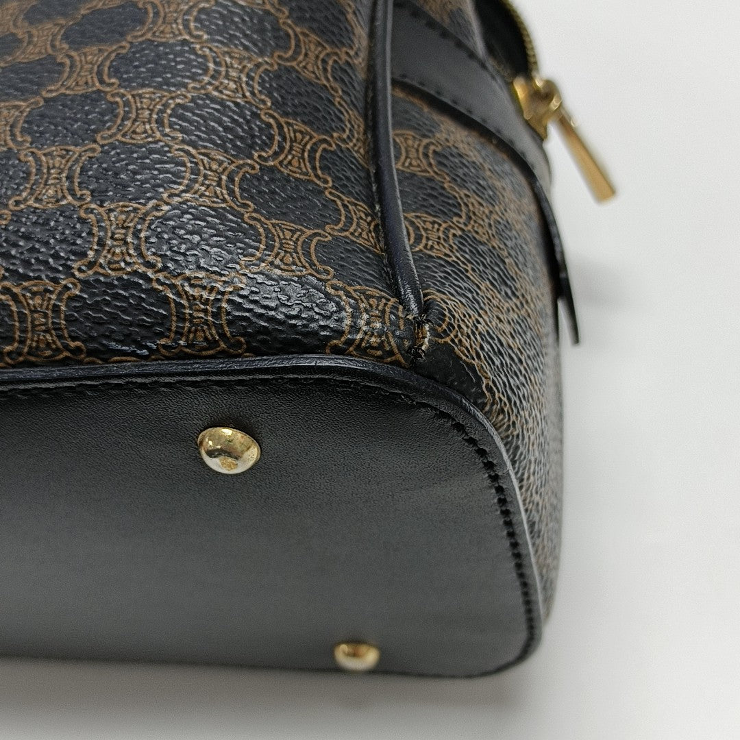 Coated Canvas Top Handle Bag Black