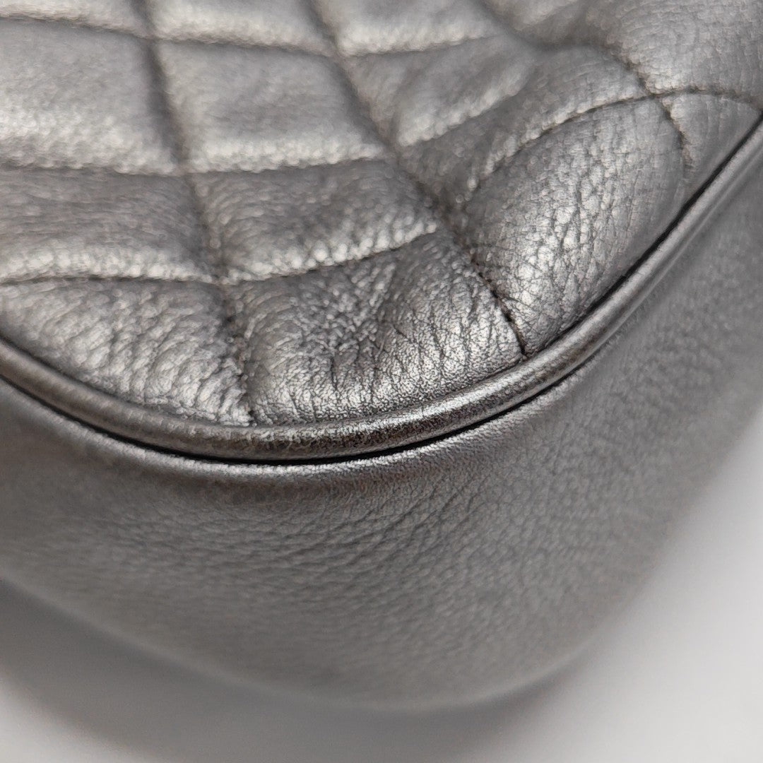 Quilted Grained Calfskin Silver