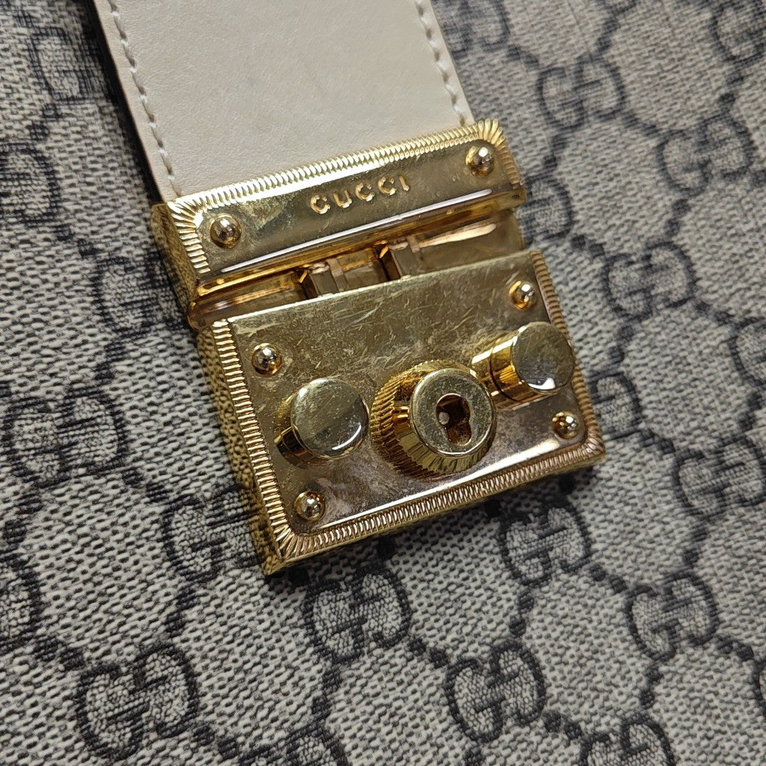 Padlock Medium Monogram Coated Canvas Beige