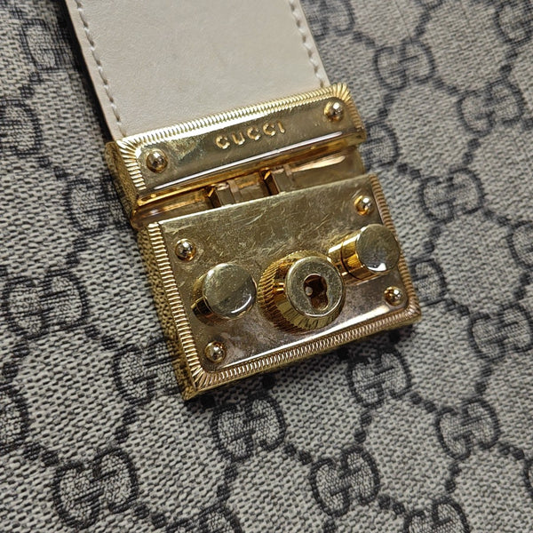 Padlock Medium Monogram Coated Canvas Beige