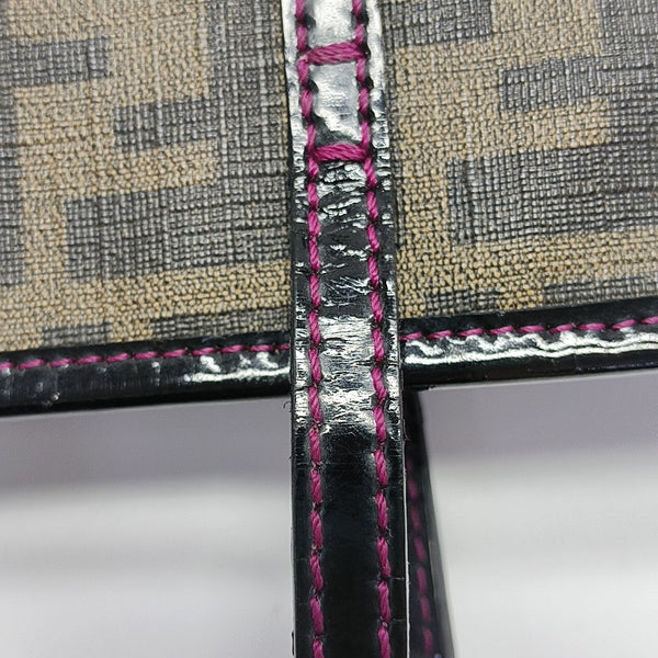 Coated Canvas Top Handle Bag Brown