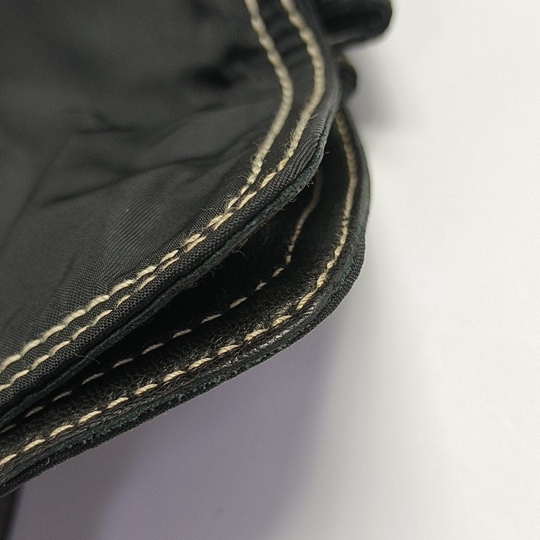 Quilted Nylon Top Handle Bag Black