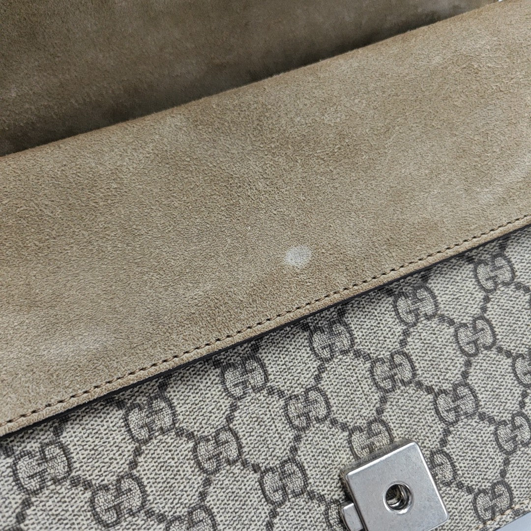 Dionysus Small Monogram Coated Canvas Beige