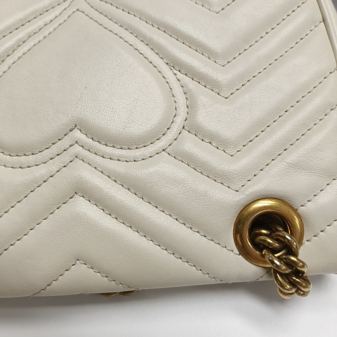 GG Marmont Small Quilted Calfskin White