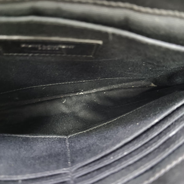 Chevron Calfskin Shoulder Bag Black