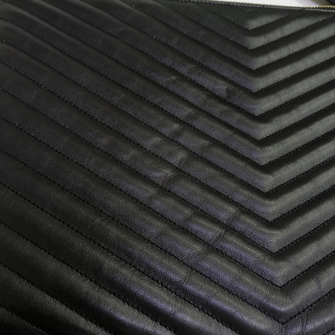 MONOGRAM Chevron Calfskin Black