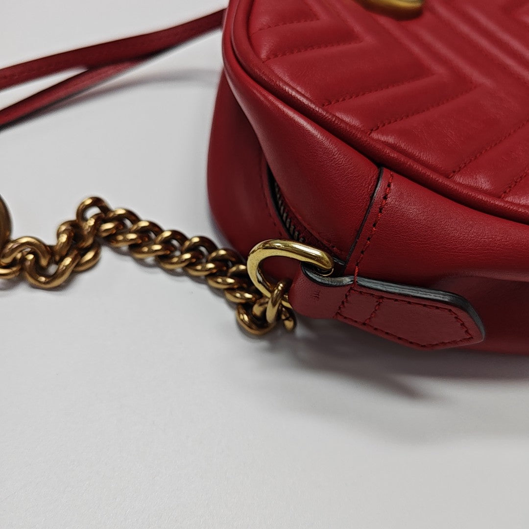 GG Marmont Small Quilted Calfskin Red