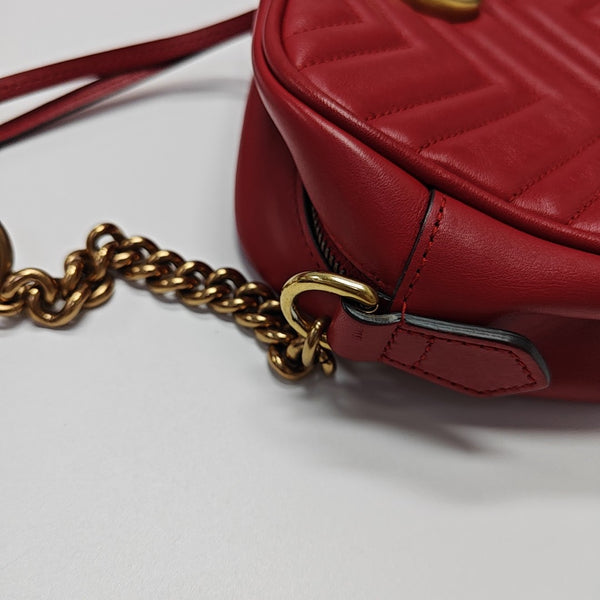 GG Marmont Small Quilted Calfskin Red