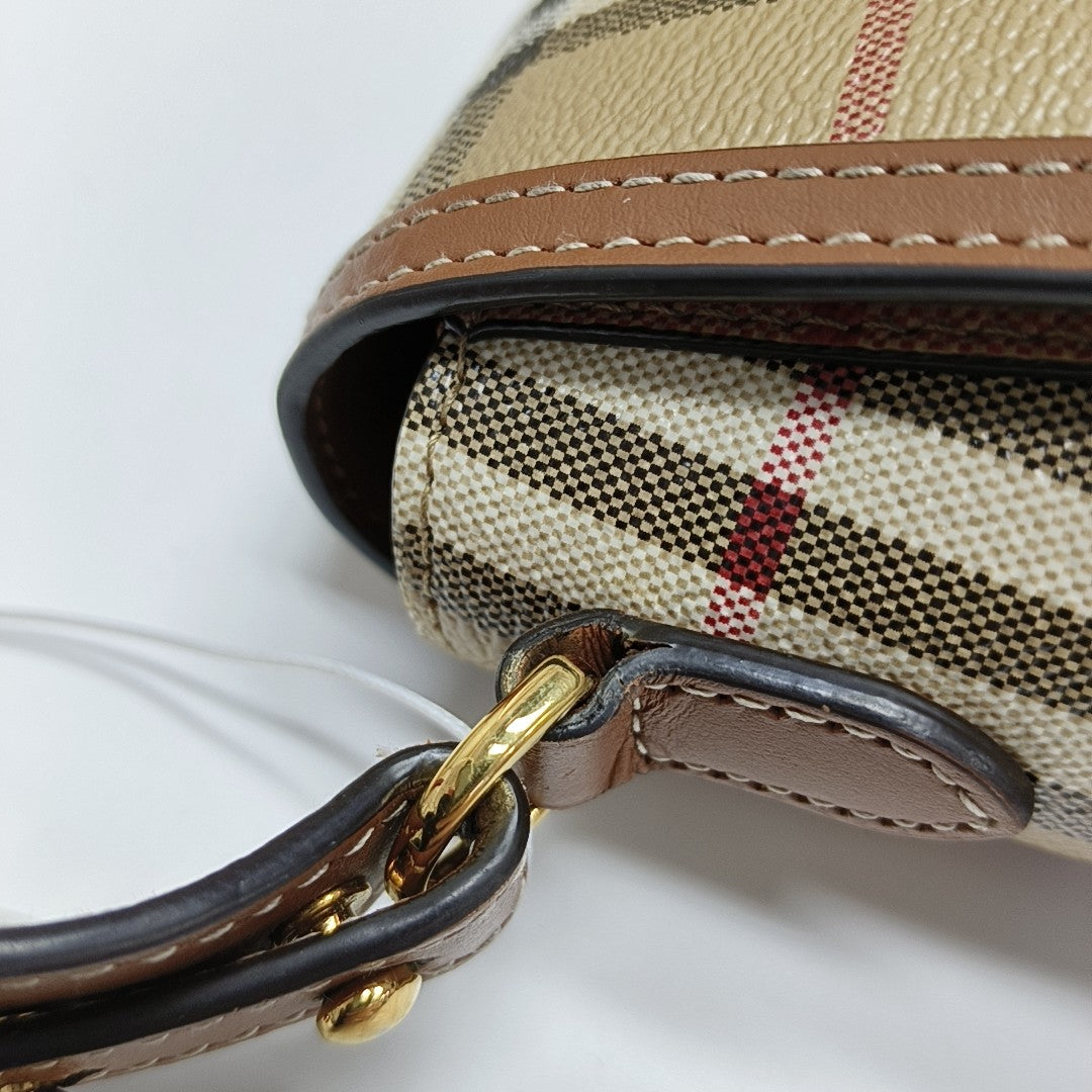 Coated Canvas Crossbody Bag Beige