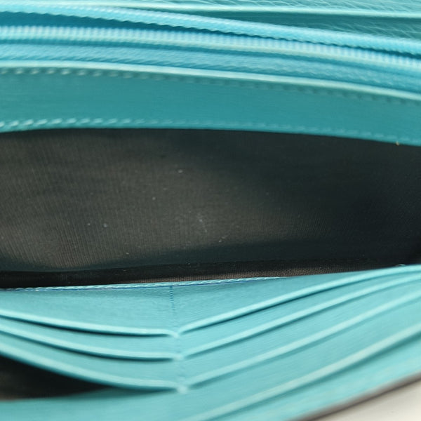 Bright Bit Calfskin Blue Wallet