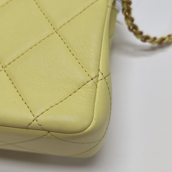 Quilted Lambskin Shoulder Bag Yellow
