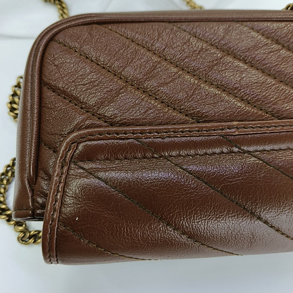 GG Marmont Mini Quilted Calfskin Brown