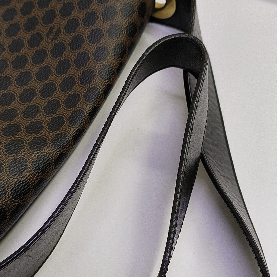 Coated Canvas Shoulder Bag Brown