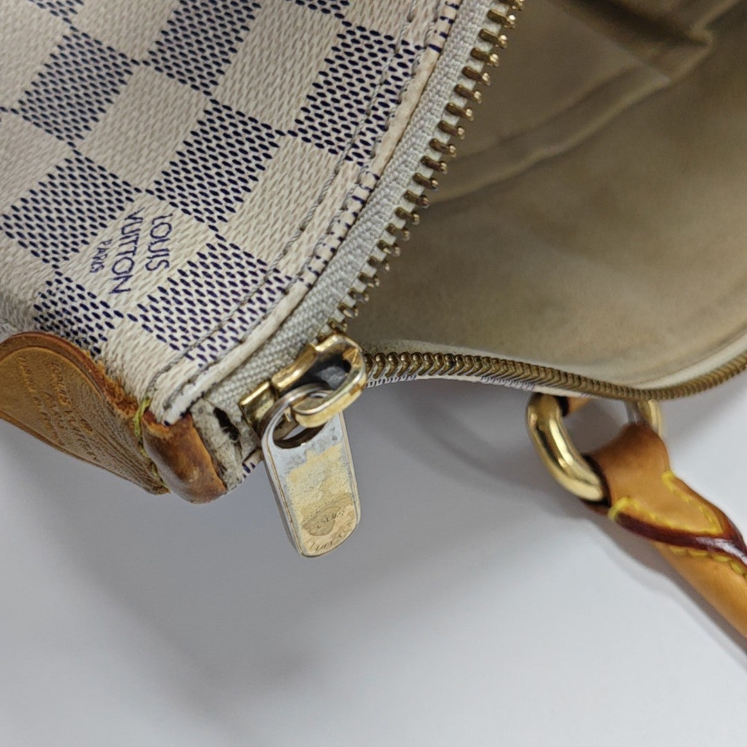 SALEYA PM Damier Azur Coated Canvas White