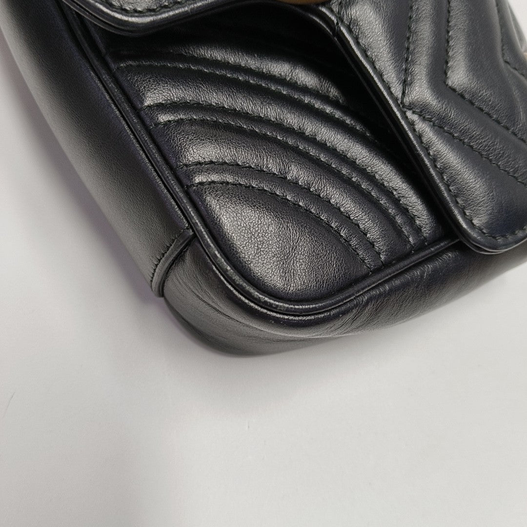 GG Marmont Small Quilted Calfskin Black