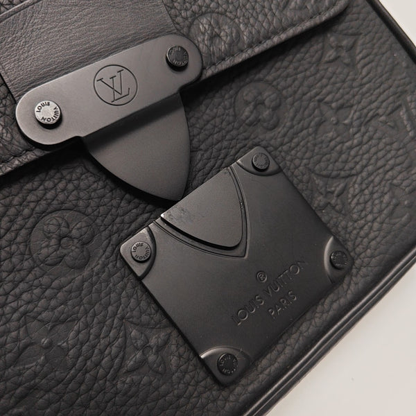 S LOCK Monogram Calfskin Black