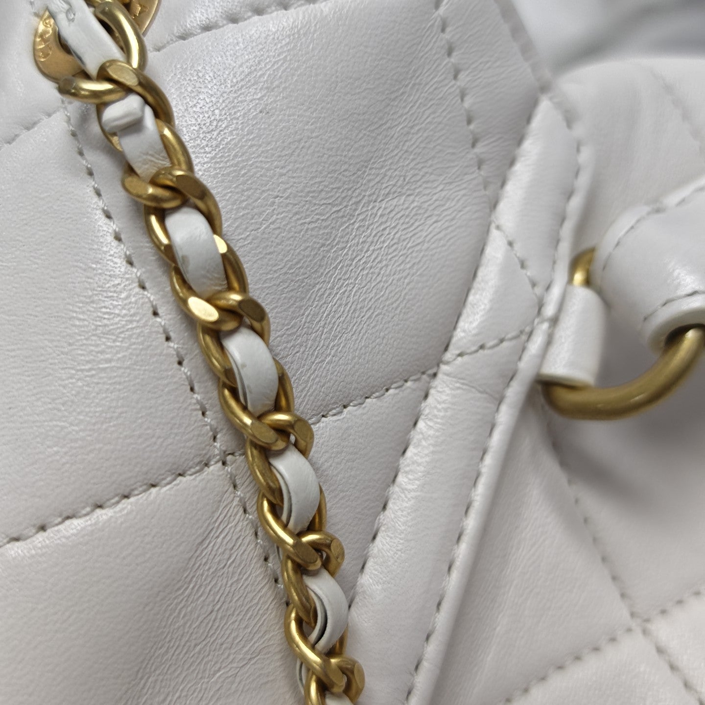 Quilted Lambskin Backpack White