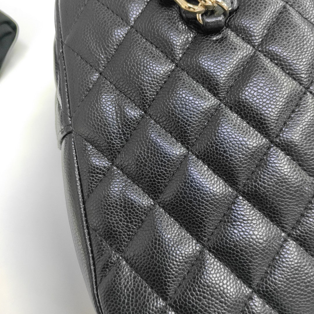 Quilted Grained Calfskin Backpack Mini Black