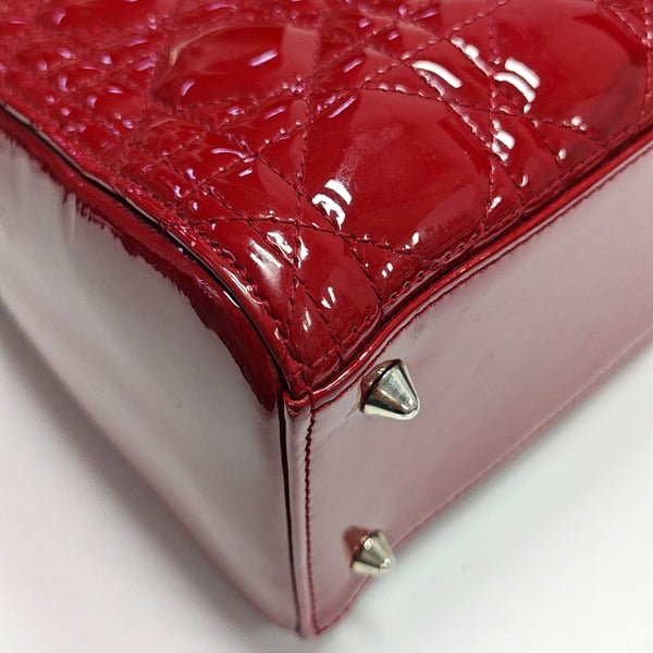 Authenticated pre-owned  Lady Dior Medium Quilted Patent Leather Red - Tote Bag at Looply