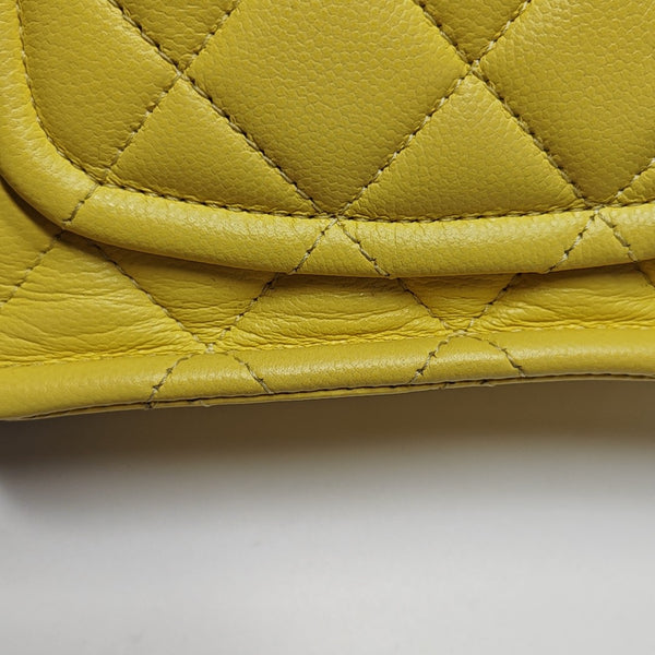 Quilted Grained Calfskin Shoulder Bag Yellow