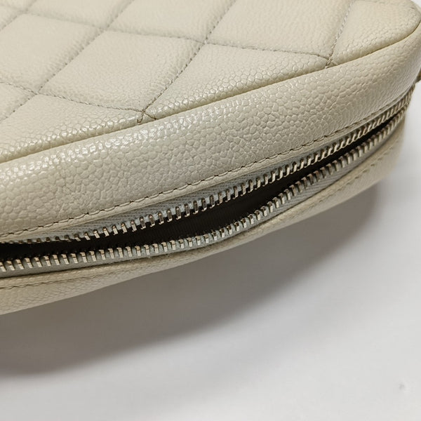 Mini Quilted Grained Calfskin White
