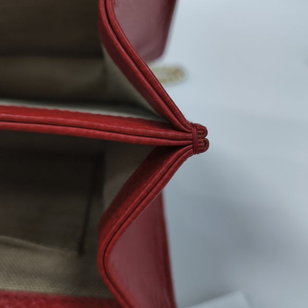Interlocking G Small Calfskin Red