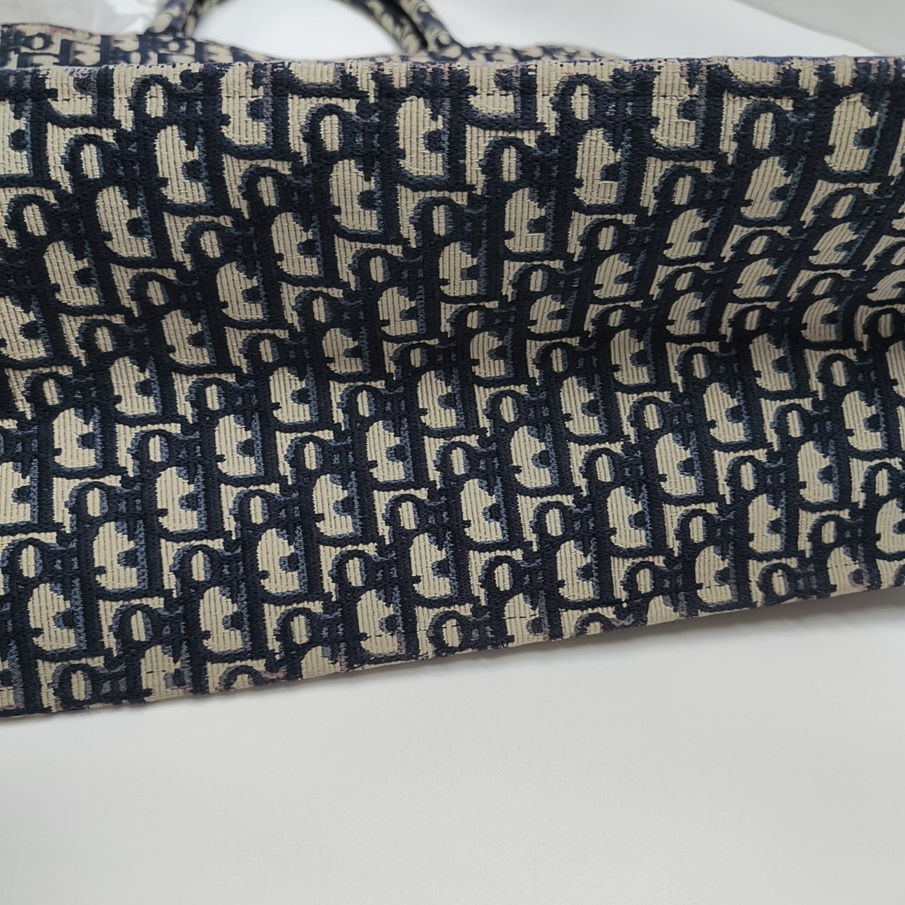 Book Tote Large Oblique Canvas Beige