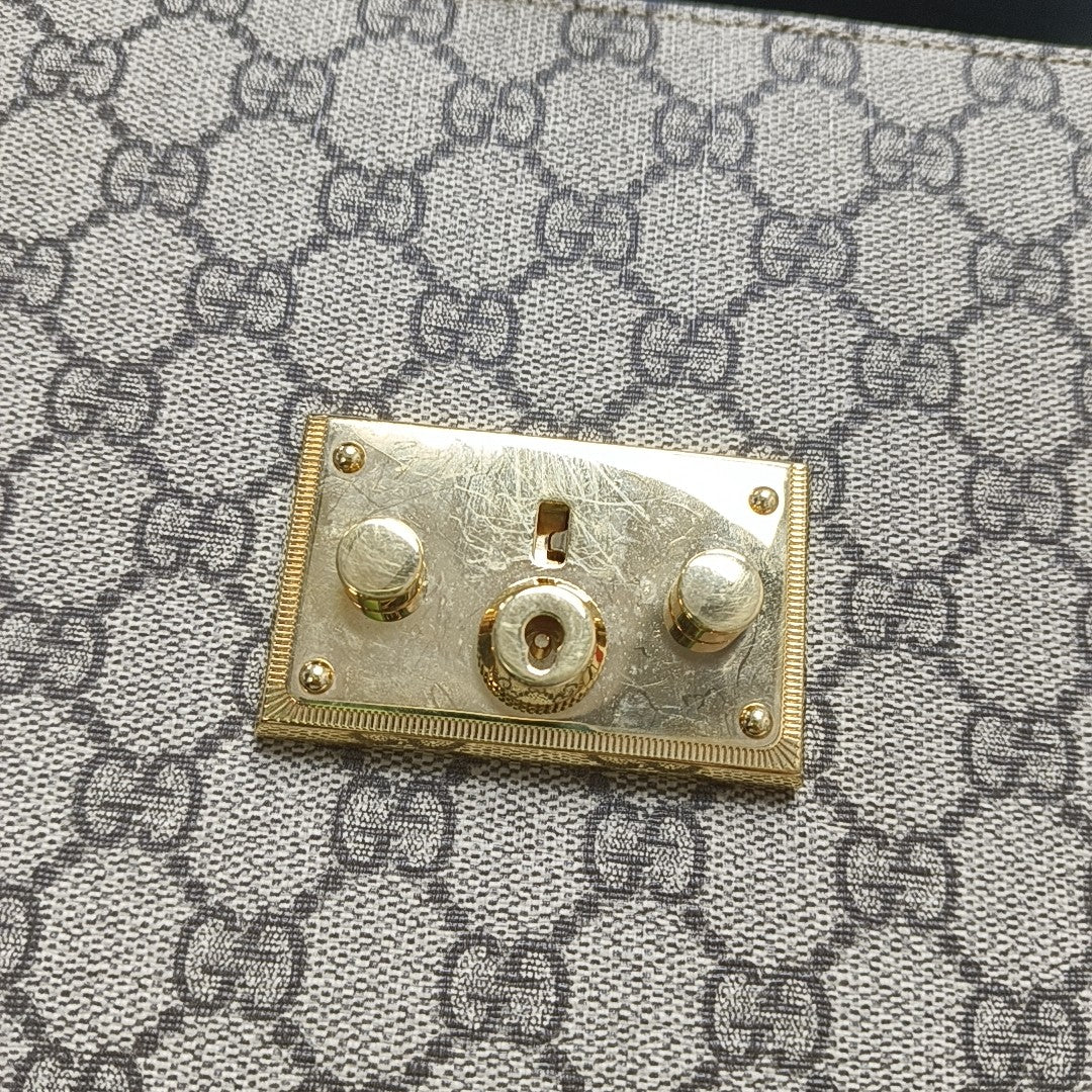 Padlock Small Monogram Coated Canvas Beige
