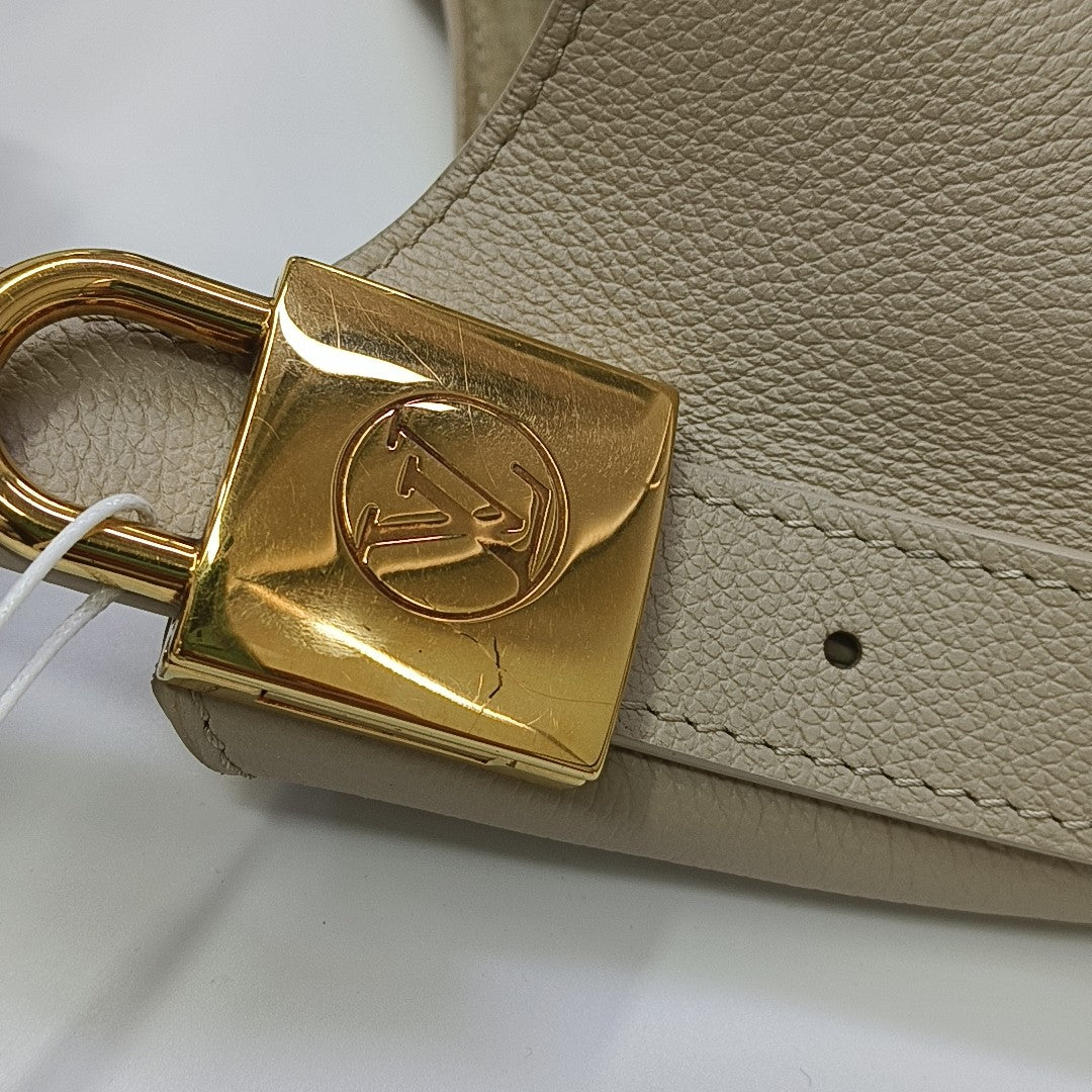 LOW KEY HOBO MM Monogram Calfskin Beige